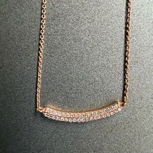 Delicate 14k Rose Gold Diamond Bar Necklace